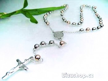 Růženec z chirurgické oceli  v zlaté a stříbrné  barvě Oceli 65 cm 16325