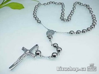 Růženec z chirurgické oceli  s masivním křížem  16314
