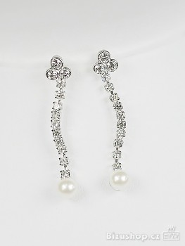 Náušnice štrasové bílé perličky perla 2718