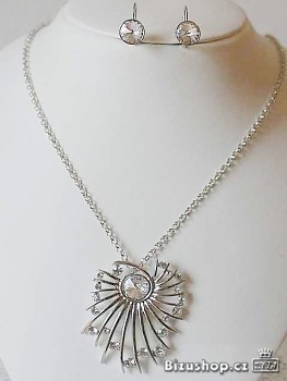 Výrazná dámská Souprava . Náhrdelník a Náušnice , české skleněné kameny  2485