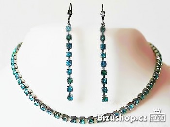 Souprava štrasová modrá 30771, Jablonecká bižuterie 