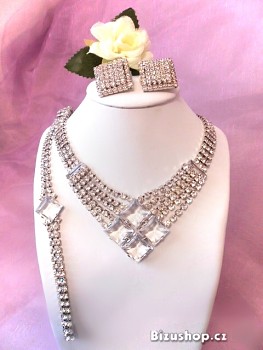 Exlusivní Souprava dámská, Náhrdelník a Náušnice  klipsy Jablonecká bižuterie 32225