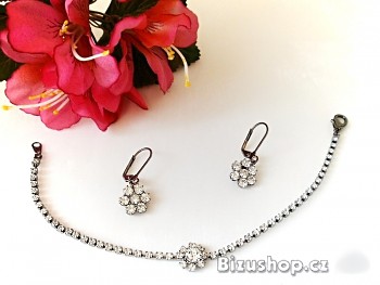 Souprava náušnic a náramku štras , Jablonecká bižuterie 30708D