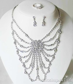 Luxusní  dámská Souprava  štrasová. Náhrdelník a náušnice Jablonecká bižuterie 300010