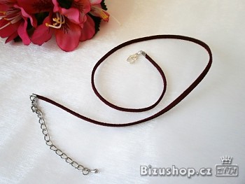 Náhrdelník  kůže bordó 20008