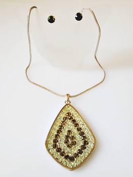 Souprava  dámská náhrdelník a náušnice bohatě zdobený skleněnými kameny  2736