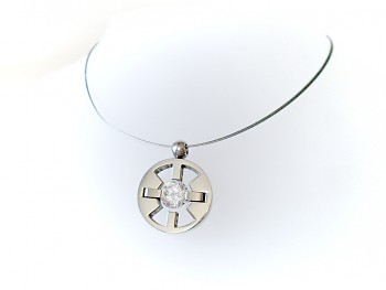 Náhrdelník ocelový ,Přívěsek zirkon kámen 1523201