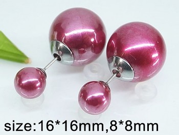 Ocelové náušnice perličky fialové  20160