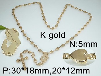 Růženec chirurgická ocel zlatý 18120