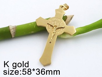 Kříž z chirurgické oceli zlatý 20344