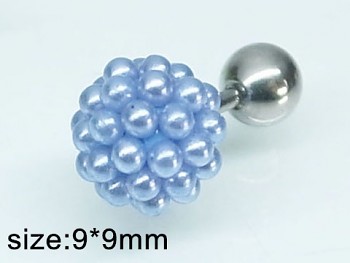 Piercing ocelový modré perličky 20323