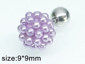 Piercing ocel 8 mm fialové perličky 20324