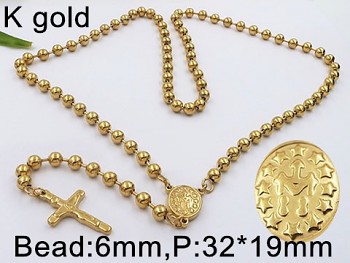 Růženec chirurgická ocel zlatá 18133