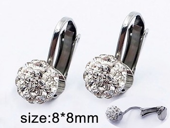 Náušnice ocelové klipsy Kulička  s broušenými kameny20482