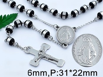 Růženec z chirurgické oceli  s madonkou a křížkem 20720