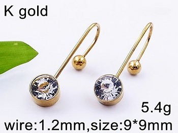 Náušnice zlatá chirurgická ocel s broušenými kamínky 20533