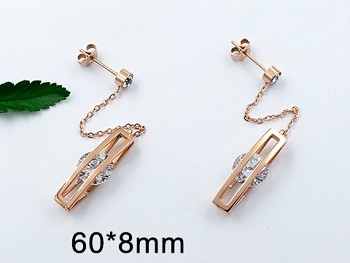 Náušnice z chirurgické oceli zlaté se Zirkon kameny 20831